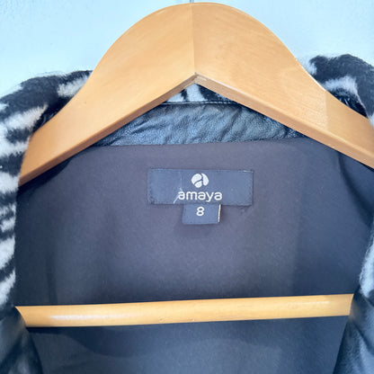 Amaya Zebra Print Biker Jacket Size 8
