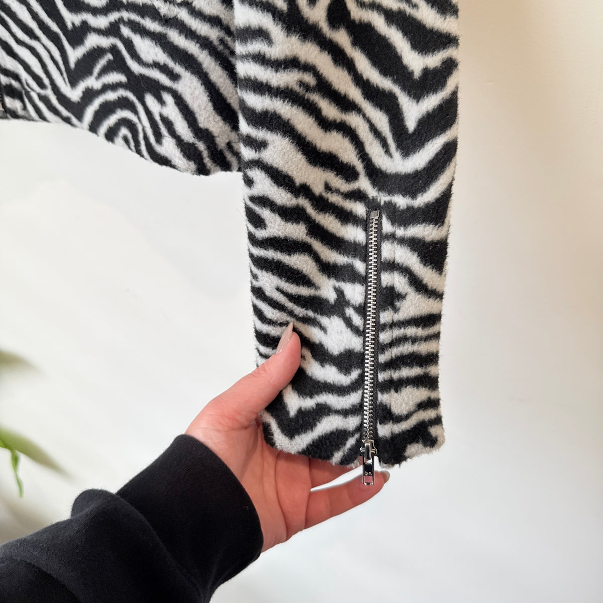Amaya Zebra Print Biker Jacket Size 8