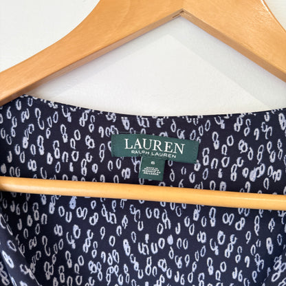 Lauren by Ralph Lauren Navy Print Faux Wrap Dress Size 6