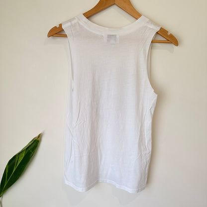 Alaska Tees White Rose Gold Heart Print Tank Size XS