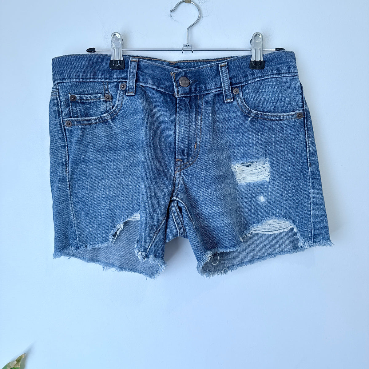 Levi's Blue Denim Distressed Cut Off Shorts Size 26