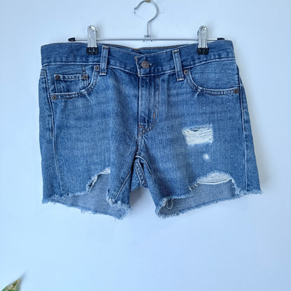 Levi's Blue Denim Distressed Cut Off Shorts Size 26