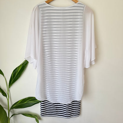 Charlo White and Navy Stripe Love Print Dress Size 10