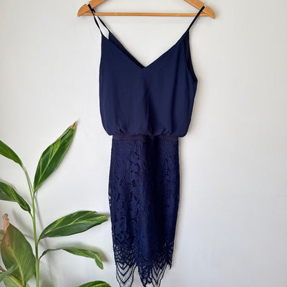 Mirrou Navy Lace Skirt Cami Dress Size 8