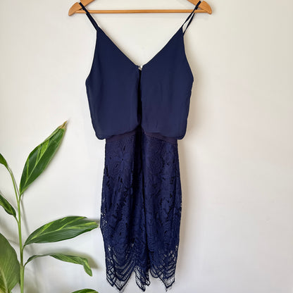 Mirrou Navy Lace Skirt Cami Dress Size 8
