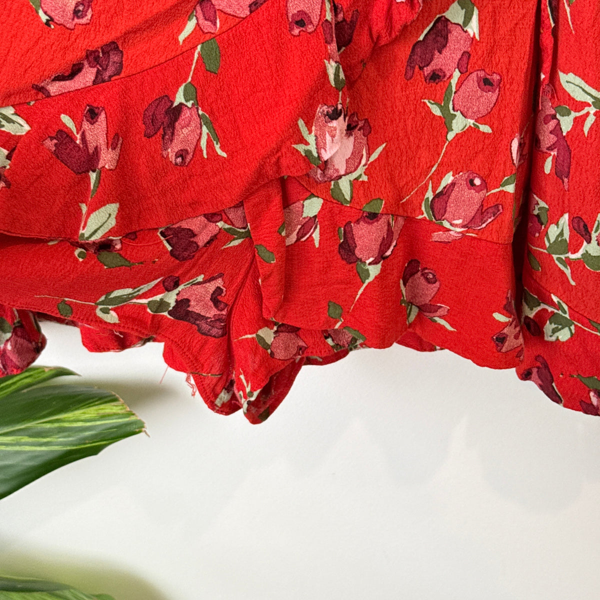 Zara Trafaluc Red Floral Print Playsuit Size M