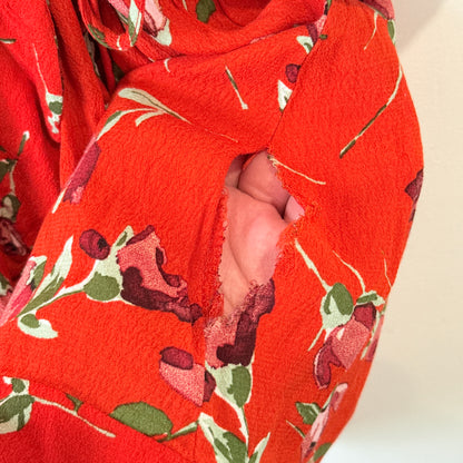 Zara Trafaluc Red Floral Print Playsuit Size M