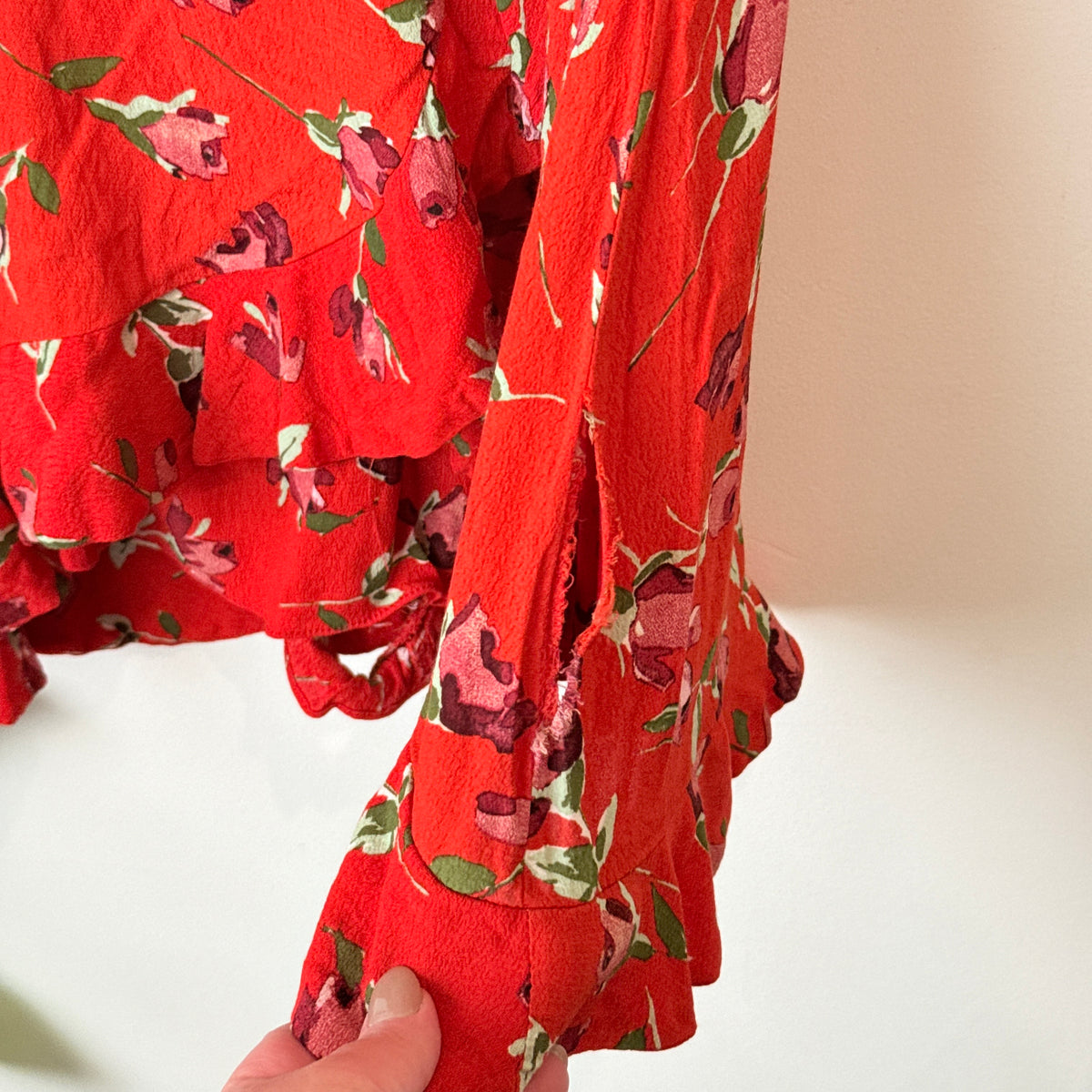 Zara Trafaluc Red Floral Print Playsuit Size M