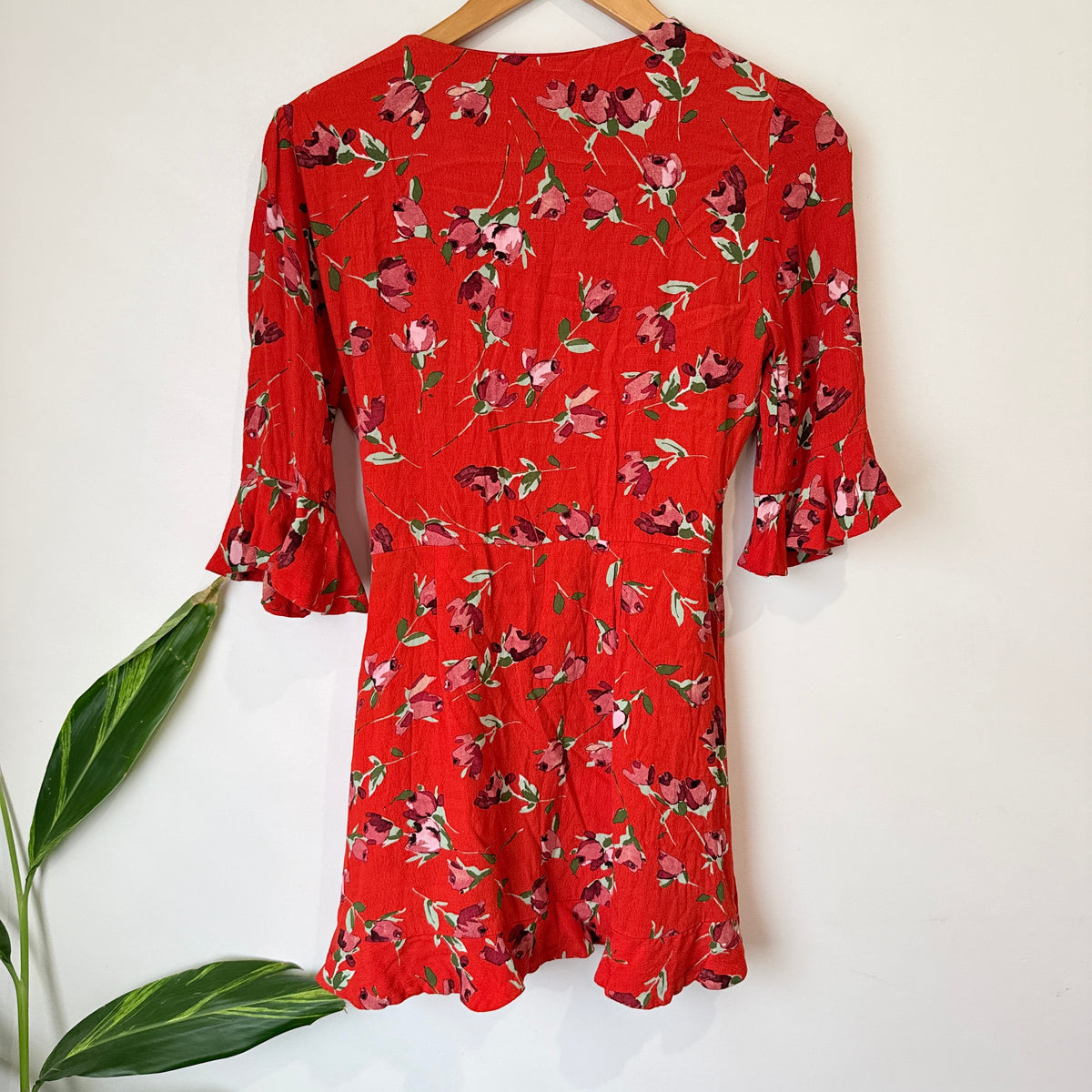 Zara Trafaluc Red Floral Print Playsuit Size M