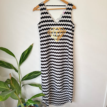 Charlo Black and White Chevron Print Dress Size 8