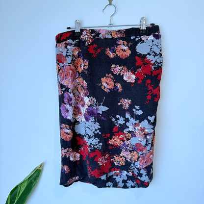 Augustine Charcoal Floral Print Skirt Size M