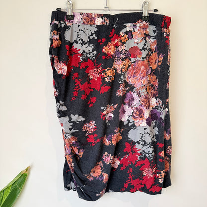 Augustine Charcoal Floral Print Skirt Size M