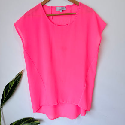 Pretty Basic by Augustine Neon Pink Cap Sleeve Top Size XS