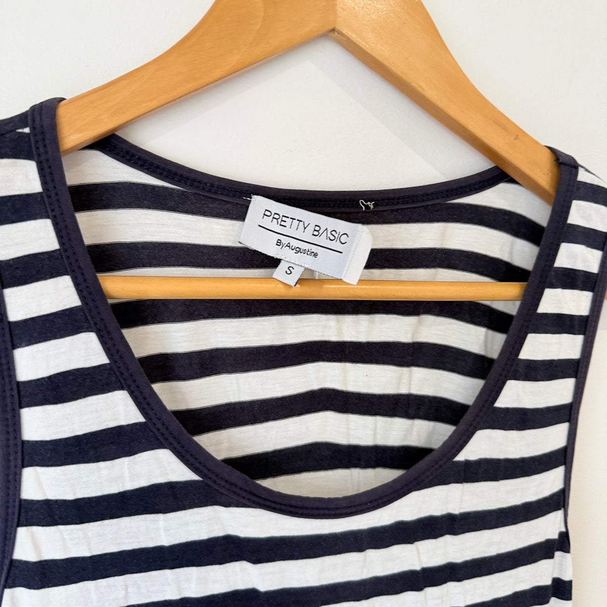 Pretty Basic by Augustine Navy Stripe and Coral Sleeveless Dress Size S