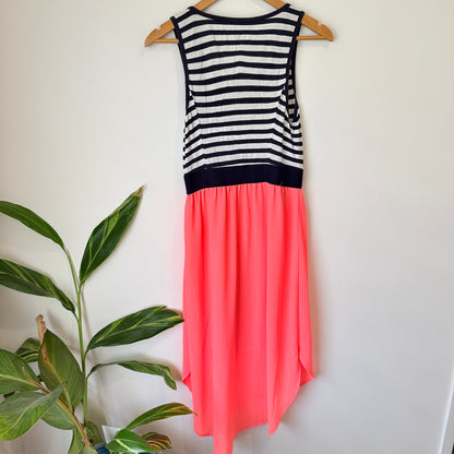 Pretty Basic by Augustine Navy Stripe and Coral Sleeveless Dress Size S