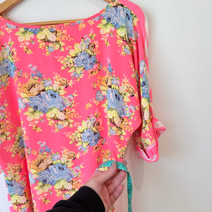 Charlo Pink Floral and Stripe Print Tunic Dress