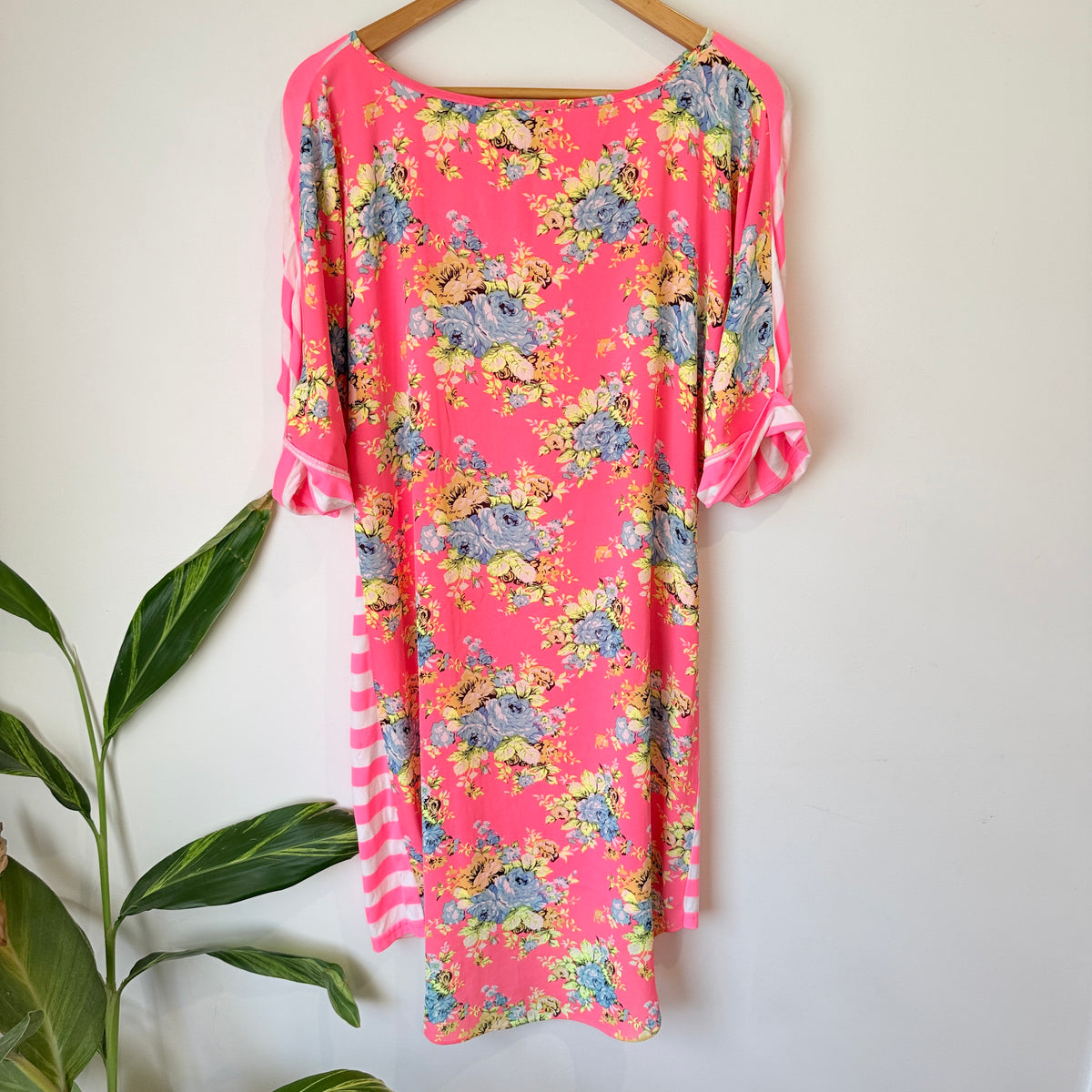 Charlo Pink Floral and Stripe Print Tunic Dress
