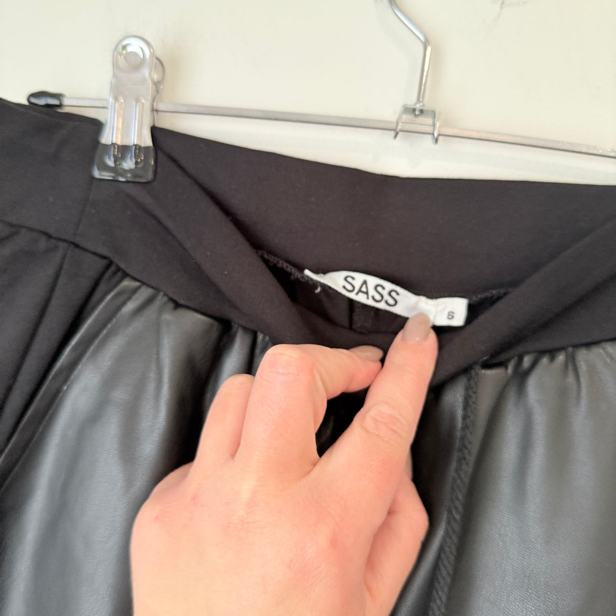 SASS Black Faux Leather Front Pants Size 6