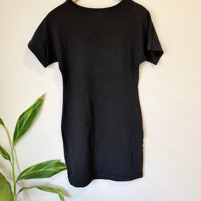 Charlo Black Gold Hashtag Print T-Shirt Dress Size 8