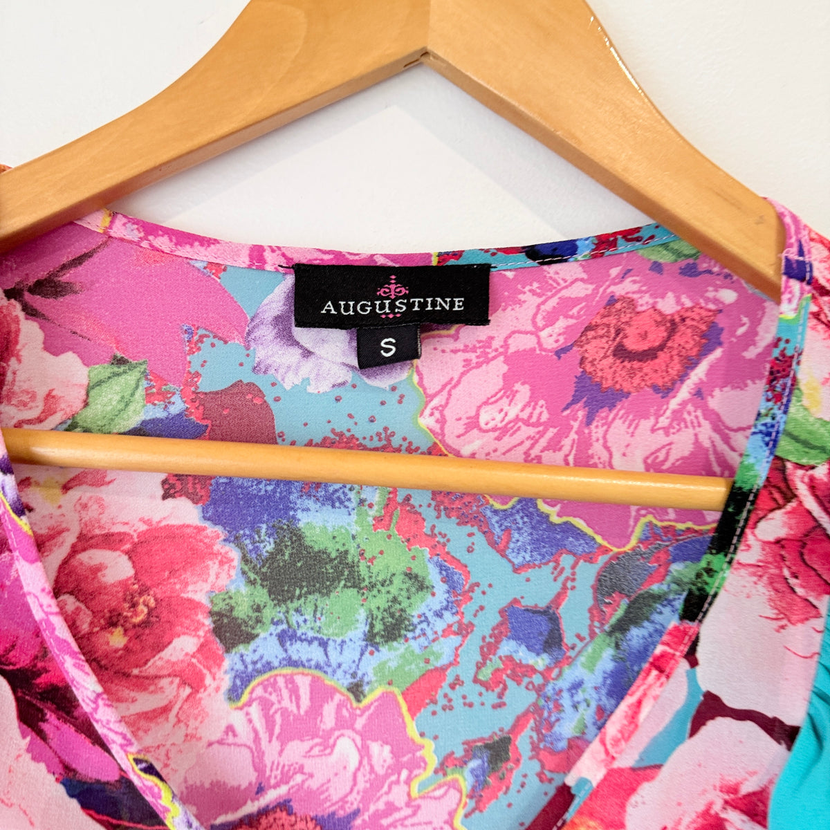 Augustine Pink Floral Print Ruffle Top Size S
