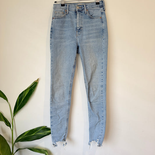 Topshop Light Wash Raw Hem Jeans Size W26 L32