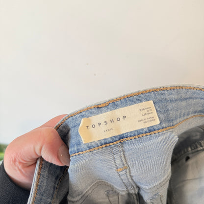 Topshop Light Wash Raw Hem Jeans Size W26 L32