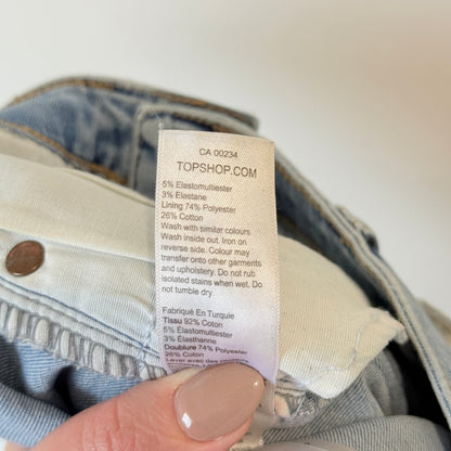 Topshop Light Wash Raw Hem Jeans Size W26 L32