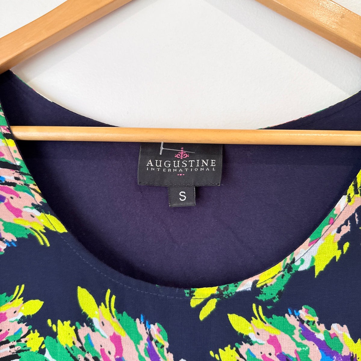 Augustine Navy Multicolour Print Sleeveless Dress Size S
