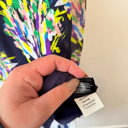 Augustine Navy Multicolour Print Sleeveless Dress Size S