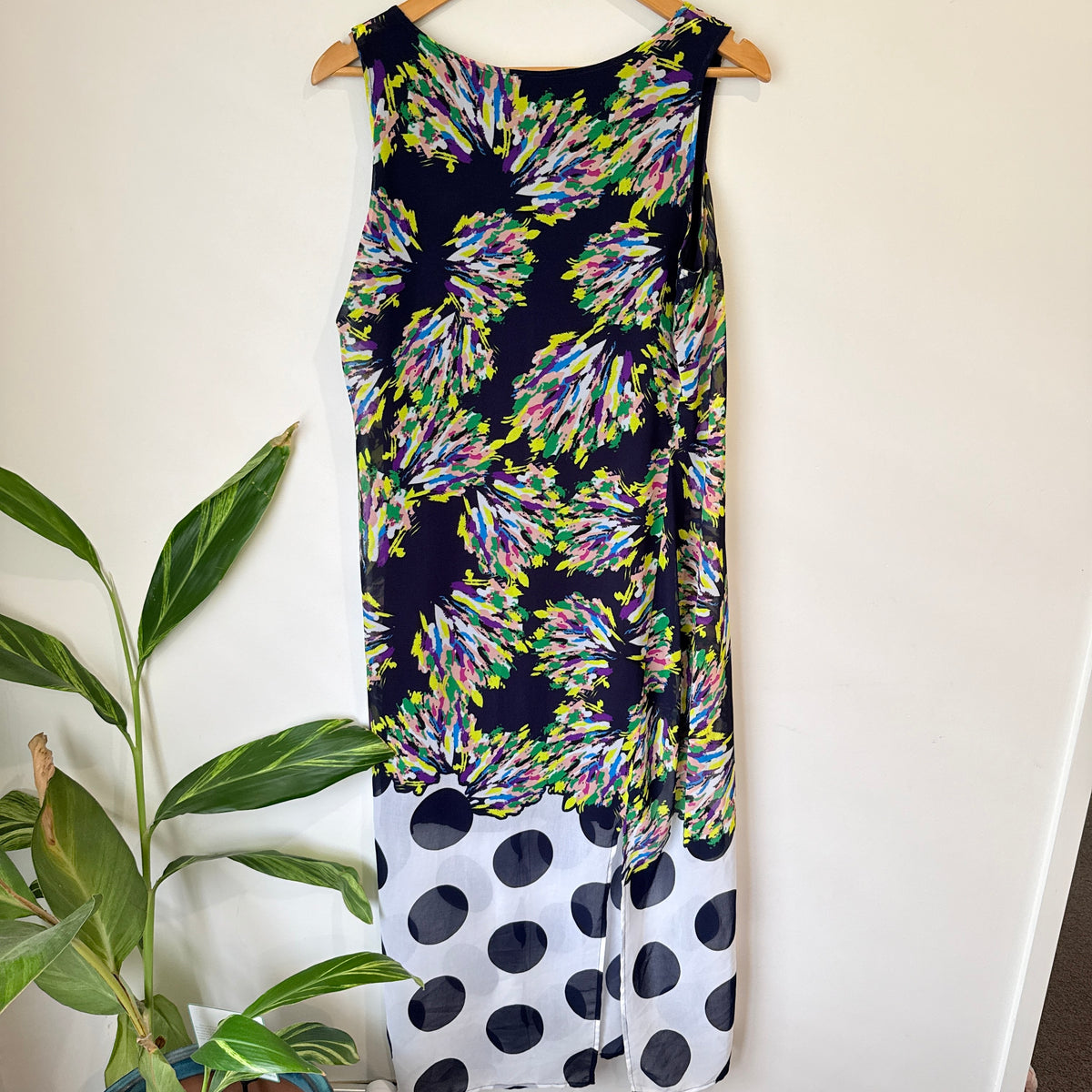 Augustine Navy Multicolour Print Sleeveless Dress Size S
