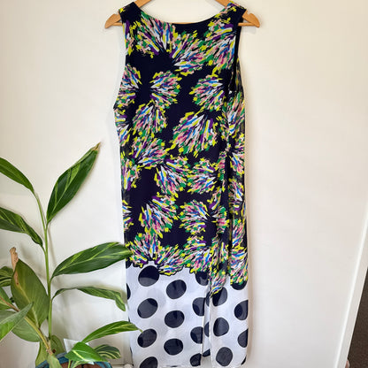 Augustine Navy Multicolour Print Sleeveless Dress Size S