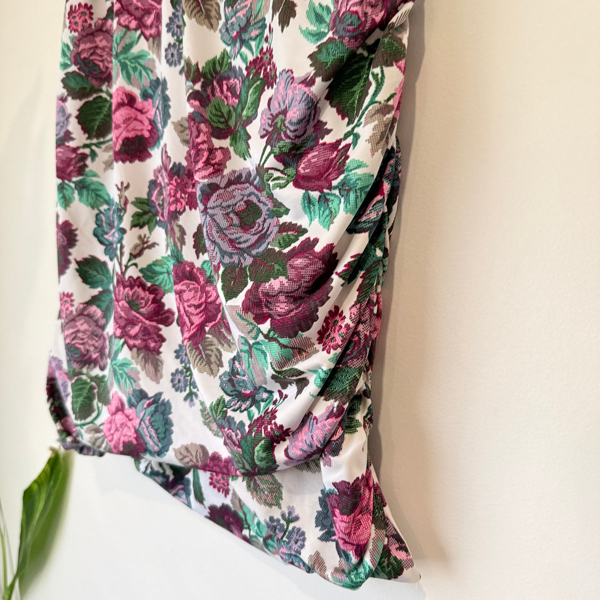 Charlo Cream Floral Print Ruched Skirt