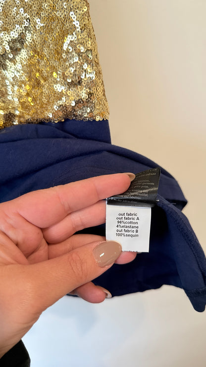Augustine Navy and Gold Sequin Tank Top Size XS