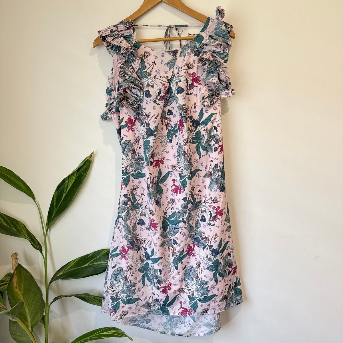 Augustine Blush Floral Print Ruffle Dress Size XS