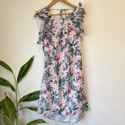 Augustine Blush Floral Print Ruffle Dress Size XS