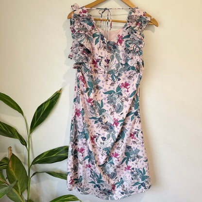 Augustine Blush Floral Print Ruffle Dress Size XS