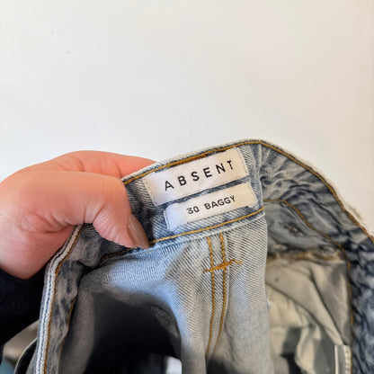 Absent Light Wash Baggy Denim Cargo Shorts Size 30