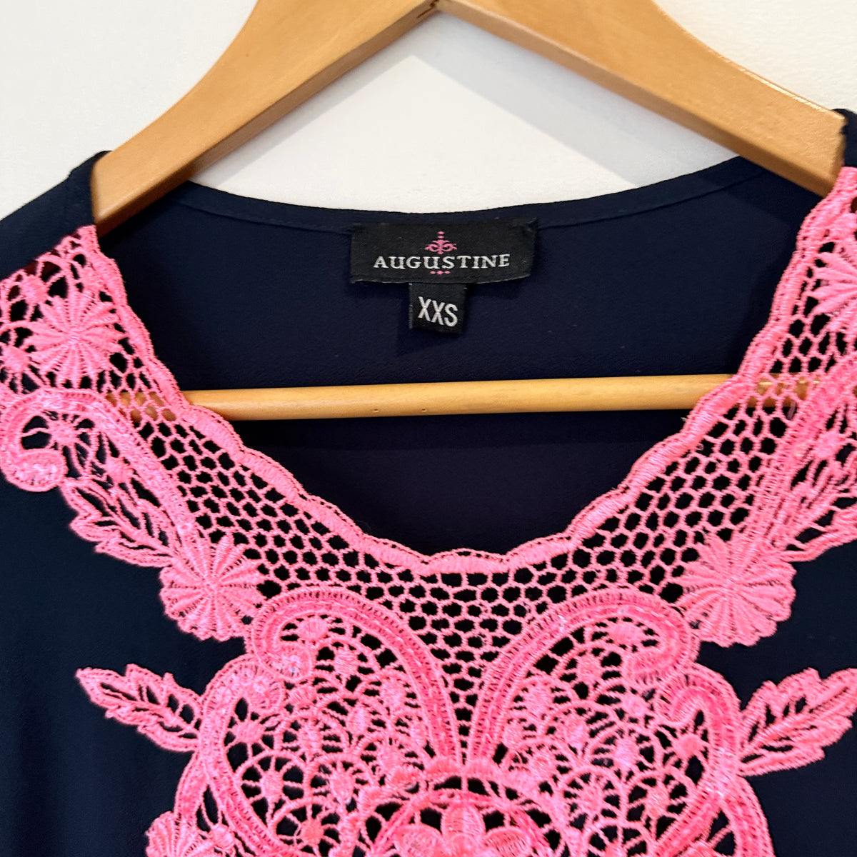 Augustine Navy Pink Lace Bell Sleeve Playsuit Size XXS