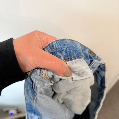 Absent Bleached Wash Baggy Denim Cargo Shorts Size 30
