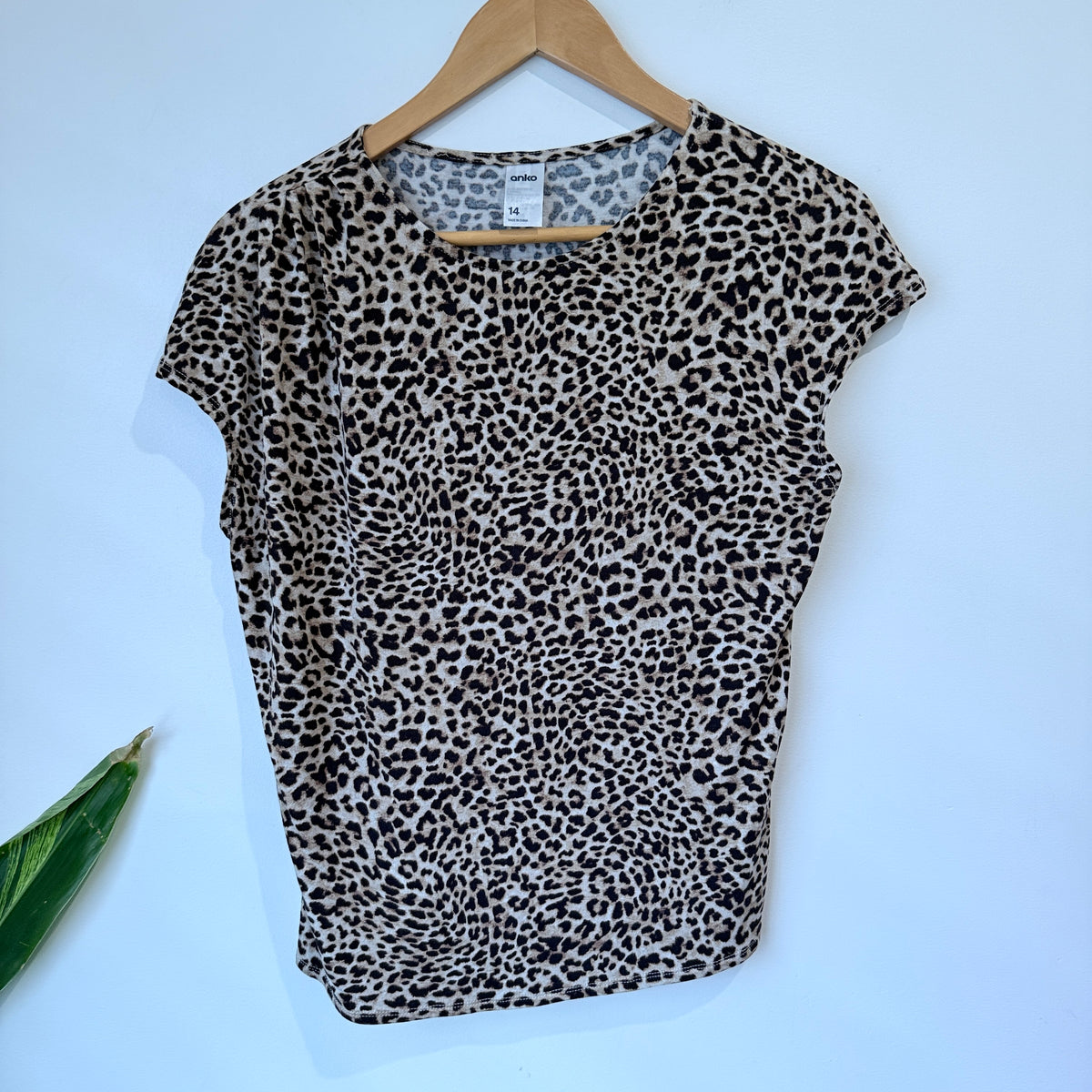 Anko Leopard Print Cap Sleeve Top Size 14