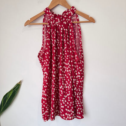 Red and White Print Sleeveless Top Size XXL