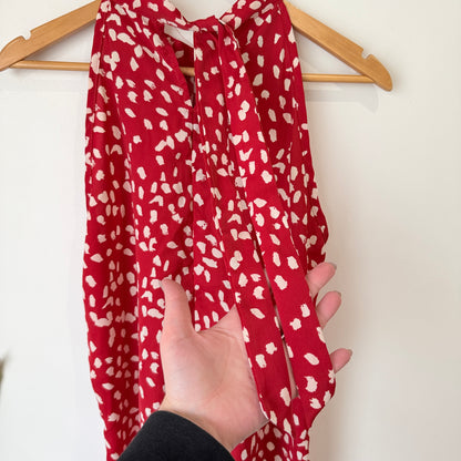 Red and White Print Sleeveless Top Size XXL