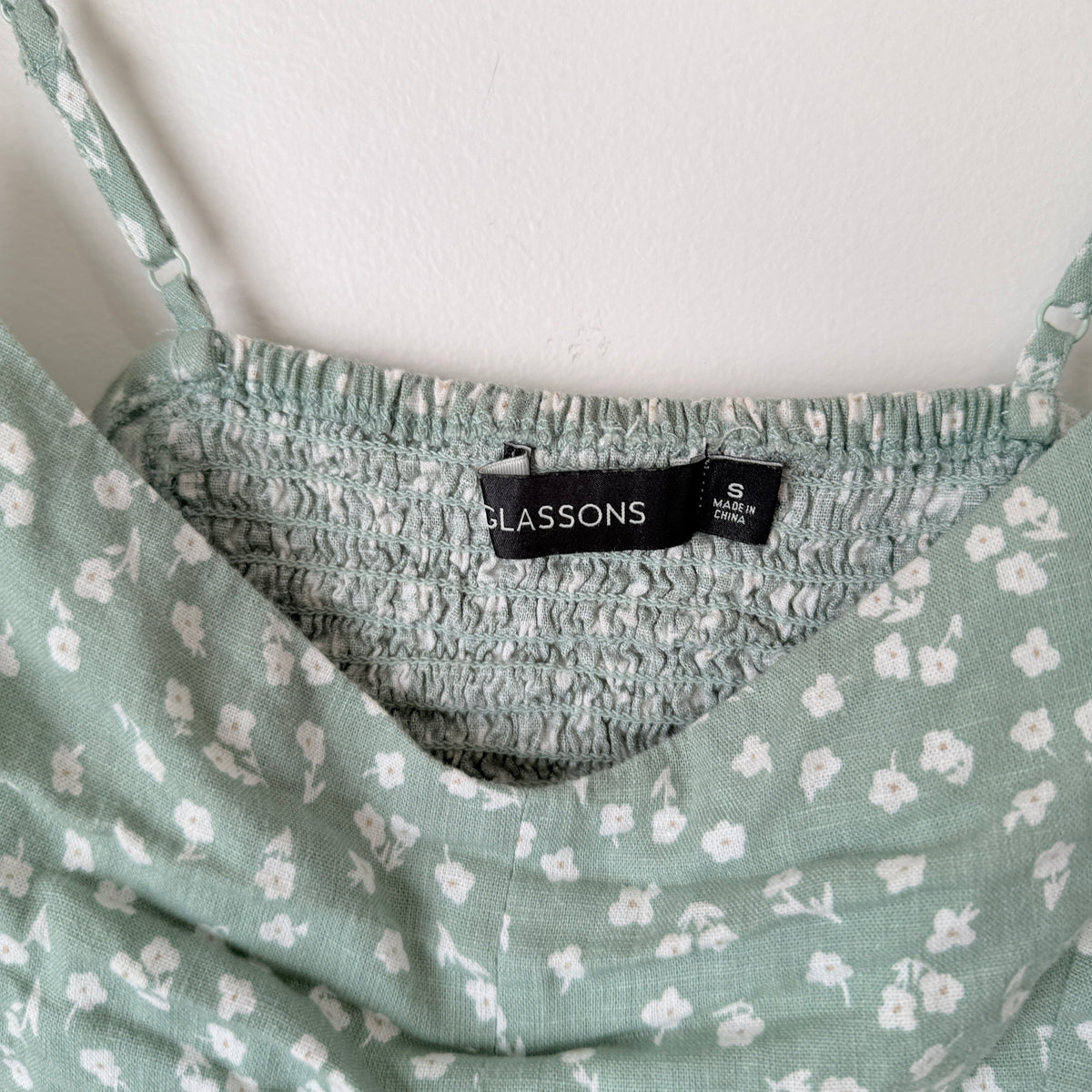 Glassons Sage Green Floral Linen Cami Top Size S