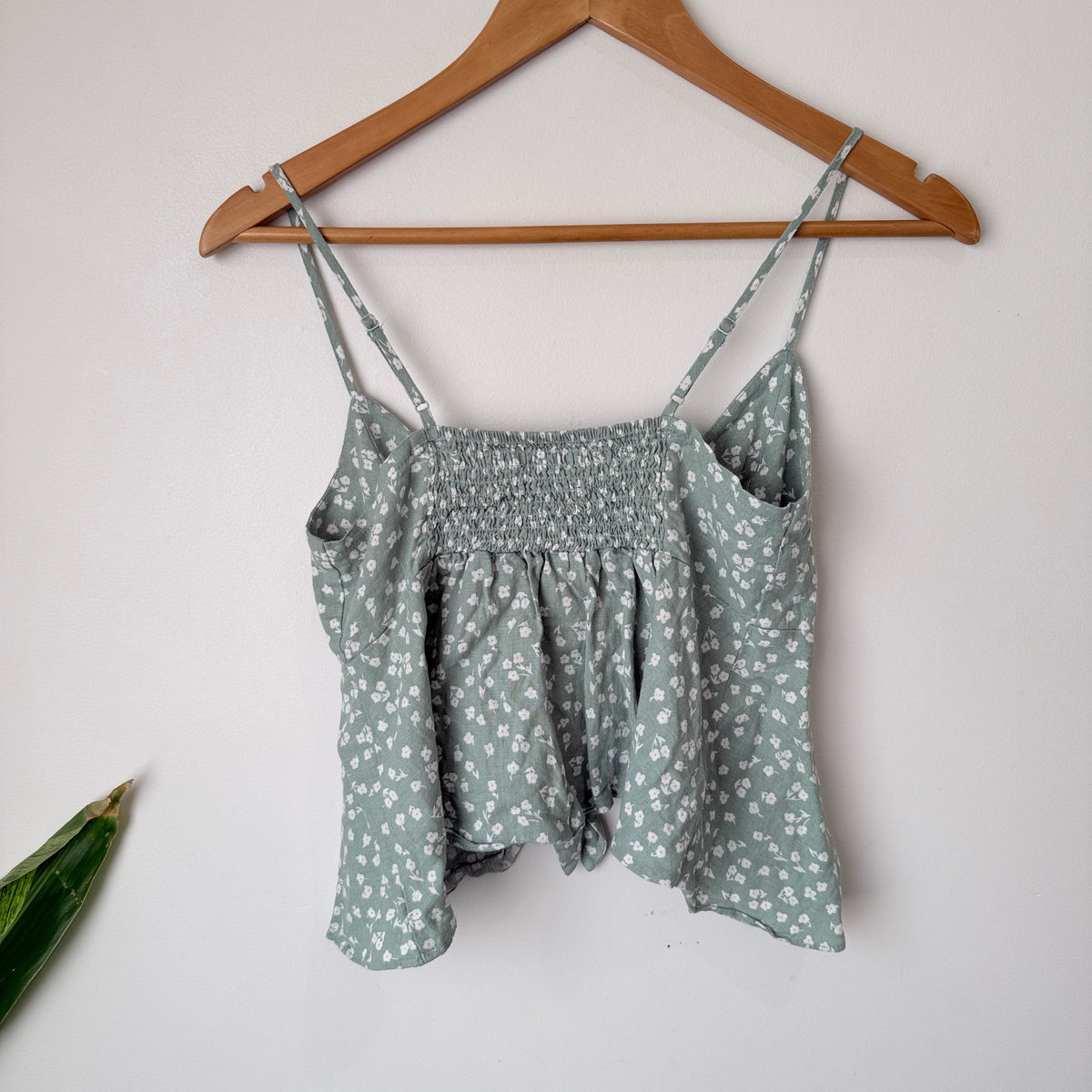 Glassons Sage Green Floral Linen Cami Top Size S
