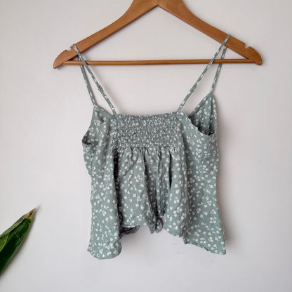 Glassons Sage Green Floral Linen Cami Top Size S