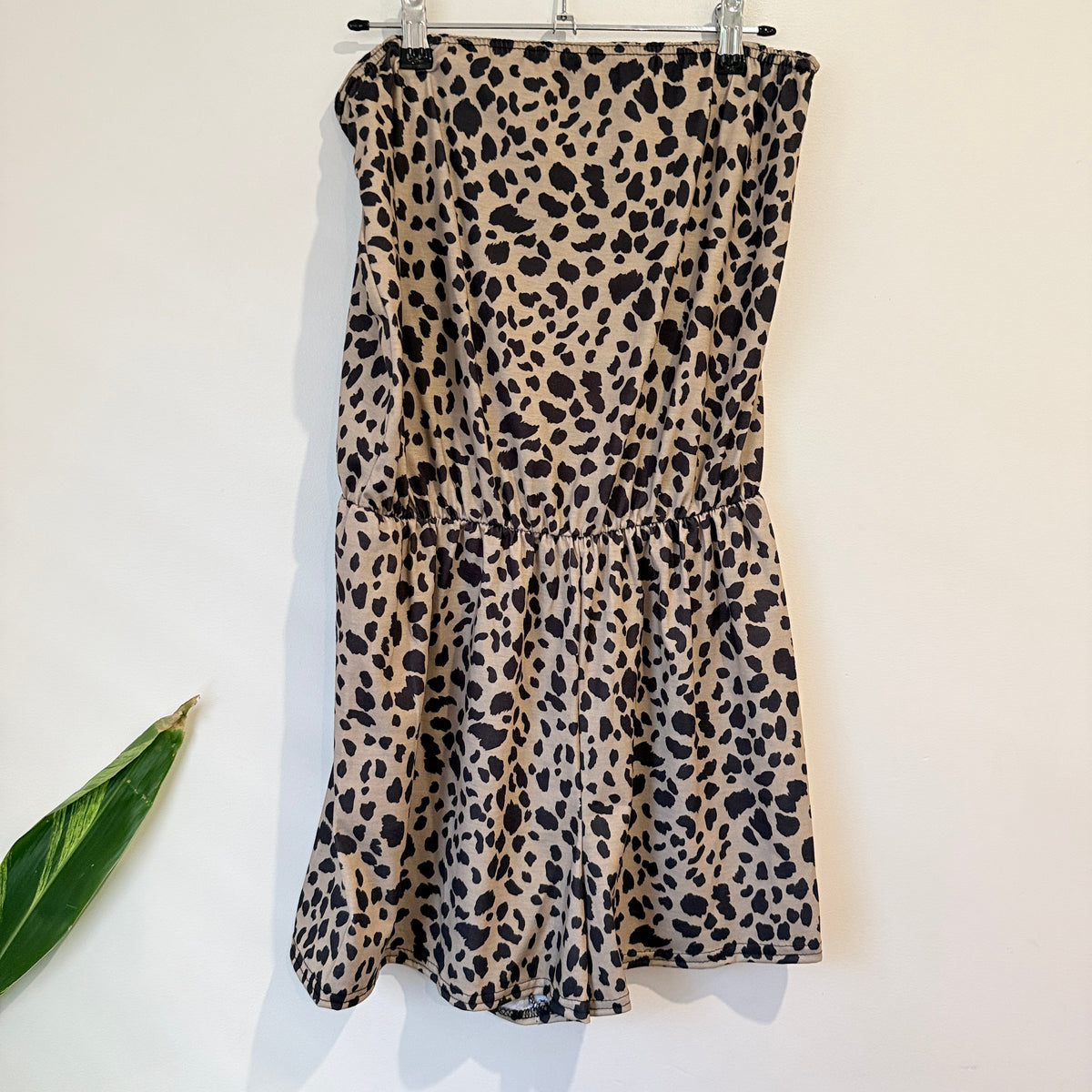 Boohoo Leopard Print Strapless Dress Size 14