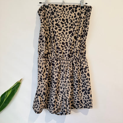 Boohoo Leopard Print Strapless Dress Size 14