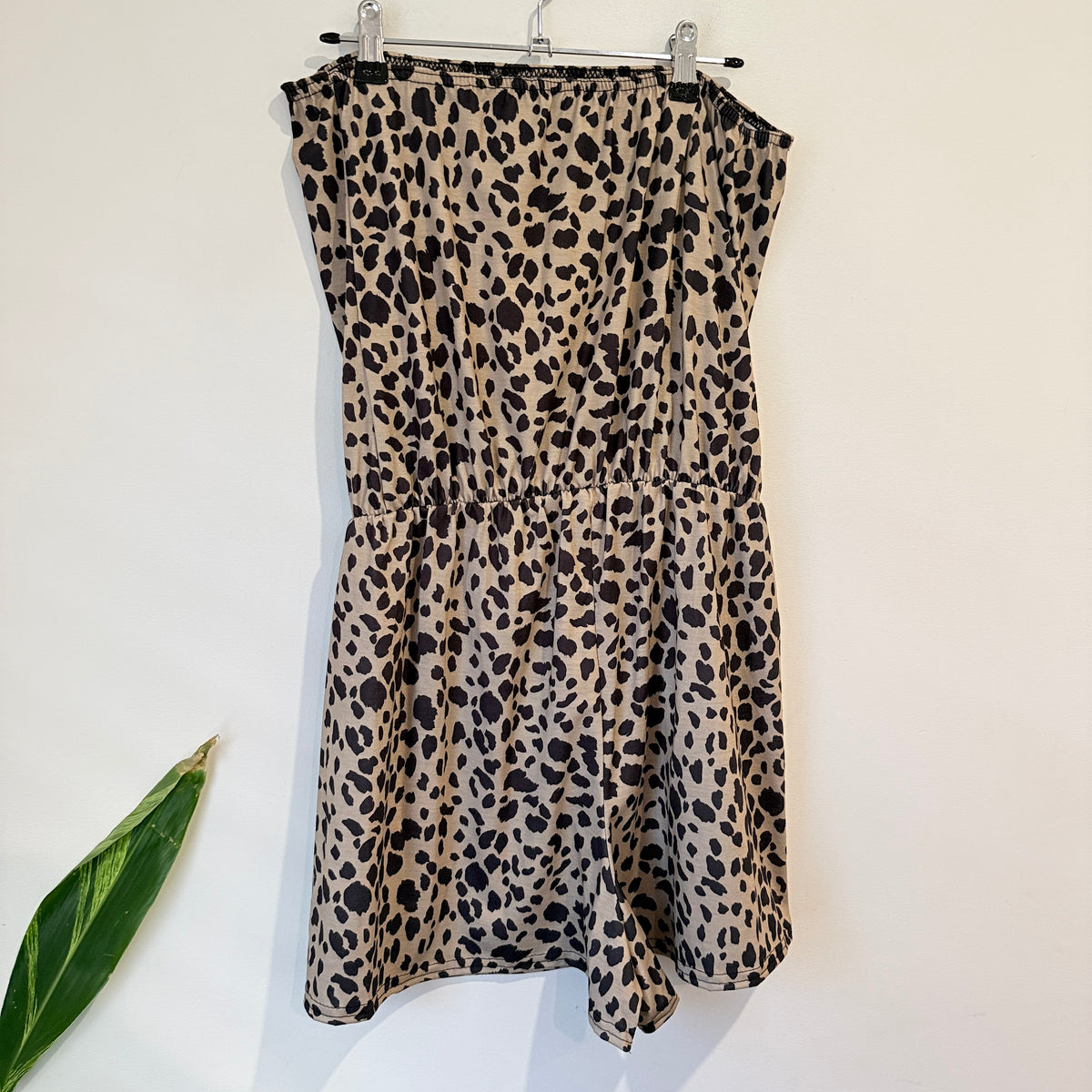 Boohoo Leopard Print Strapless Dress Size 14
