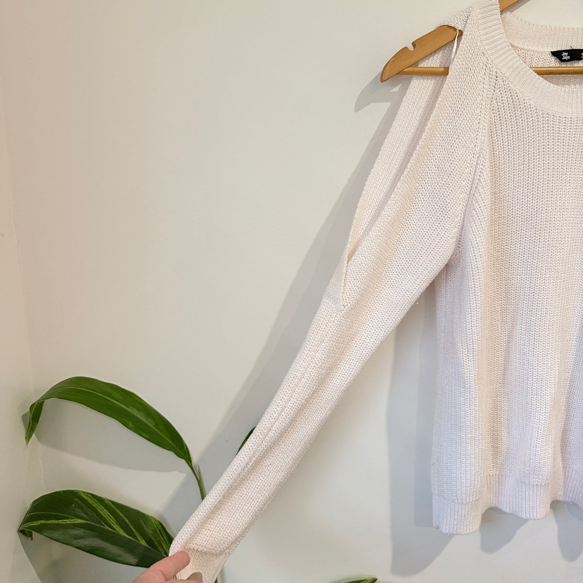 Jay Jays Cream Cold Shoulder Knit Jumper Size S