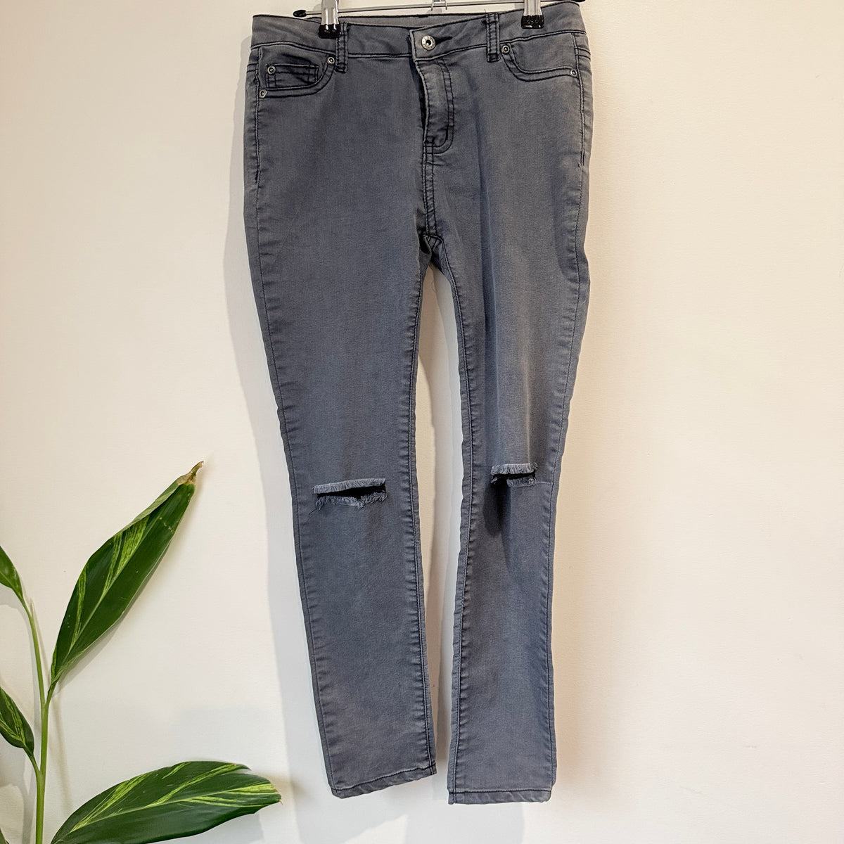 Seed Teen Grey Ripped Knee Skinny Jeans Size 12